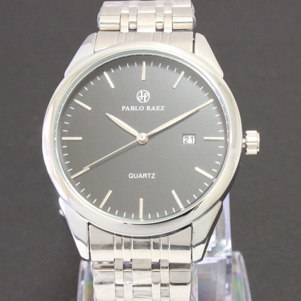 Men's Casual Fashion Watch Silver Tone Butterfly Clasp 40mm - Picture 6 of 12
